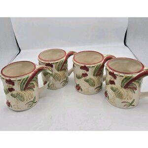 Royal Doulton Chanticleer Rooster Mugs Set of 4 Farmhouse Coffee Cups 2004